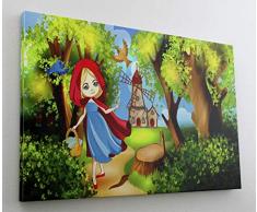 Kindermotiv Rotkäppchen Leinwand Canvas Bild Wandbild Kunstdruck L1552 Größe 150 cm x 100 cm
