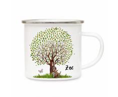 ilka parey wandtattoo-welt Emaillebecher Becher Tasse Camping Hase Häschen unterm großen Baum & Wunschname Name Kaffeetasse Geschenk eb364