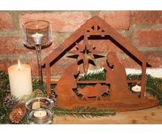 Rostikal | Edelrost Krippe Bethlehem, Weihnachtskrippe auf Bodenplatte | 28 cm | Größe 1