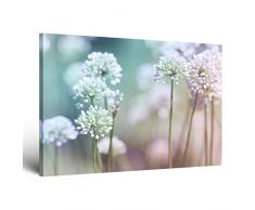 ge-Bildet® Leinwandbild Flowering Onion Blumen Natur - 100x70 cm einteilig - direkt vom Hersteller aus Deutschland - Made in Germany