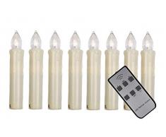 hdg LED Baumkerzen weiß mit Fernbedienung Ø 15 mm passend für Klassische Baumkerzenhalter für Weihnachtsbaum (weiß, 8 Stück)