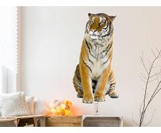 GRAZDesign Wandtattoo Tiger, Wandaufkleber Afrika Tattoo, Wohnzimmer Tiere Asien sitzend Raubkatze / 98x50cm
