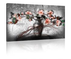 Magnolien in der Vase Wandbild Blumen Bilder auf Leinwand - 100x55 cm 1-Teilig: Schwarz-weiss