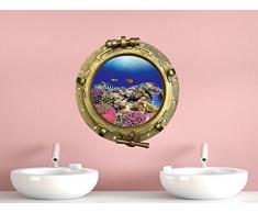 GRAZDesign Fliesenbilder Bad Badezimmer WC Unterwasser Welt - Wandsticker Fliesensticker maritim Bunte Fische - Wandtattoo Bullauge Korallen Meer / 43x40cm / 721015_40