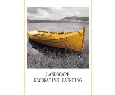 ZUEN Modernes minimalistisches Wandbild Kunstdruck Poster Schwarzweiß Landschaft Goldenes Boot Ölgemälde-für Wohnzimmer, Schlafzimmer, Küche, Büro, Hotel,A,30x40cm
