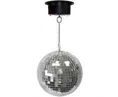 Rotierende Spiegelkugel • Diskokugel Ø20 cm • Motor Mirrorball • Drehkugel • 8 LEDs Discolicht • Partylicht • Partybeleuchtung • Lichteffekt • Lichtanlage • Partylampe • Partyleuchte • Deckenmontage