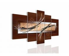 Bilder Abstrakt Wandbild Vlies - Leinwand Bild XXL Format Wandbilder Wohnzimmer Wohnung Deko Kunstdrucke Braun 5 Teilig - MADE IN GERMANY - Fertig zum Aufhängen 104953a