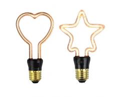 OSALADI 2 stücke led weihnachtsbeleuchtung vintage lampe e27 led dekorative lampen 4 watt dimmbare led fee glühbirnen oder party café zimmer weihnachten (stern + herz)