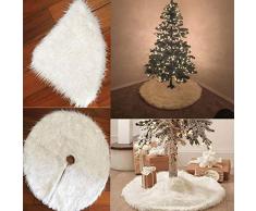 duquanxinquan Plüsch Weihnachtsbaum Röcke Weihnachten Baum Rock Weiß 90cm Weihnachtsbaum Deko mit 2 Besteckbeutel Weihnachtsbaum Decke Christbaumständer Teppich (Weiß)