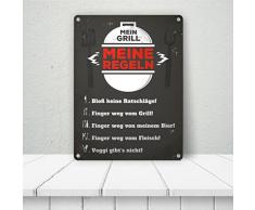 trendaffe Mein Grill meine Regeln Blechschild in 15x20 cm - Meine Grillregeln Metallschild Reklameschild Dekoschild