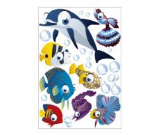 Wandsticker Unterwasserwelt / Fische / Ozean - Wandtattoo für Kinderzimmer / Kinder / Badezimmer (Junge oder Mädchen) - 75-teiliges Set auch als Geschenk