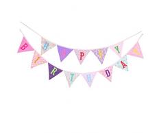 BESTOYARD HAPPY BIRTHDAY Banner Wimpelkette Bunting Girlande für Kinder Geburtstag Party Dekoration (Rosa)