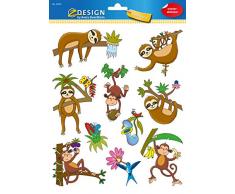 AVERY Zweckform 54993 Fensterbilder Dschungel (10 Selbstklebende Fenstersticker, Fensteraufkleber und Deko für Fenster, Fensterfolie) mehrfarbig