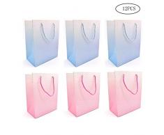 Liwein Geschenktüten mit Griffe,Papier Geschenktaschen Bronzing Papiertaschen Partytüten für Hochzeitstag Weihnachten Geschenk Paket(12 Stück)