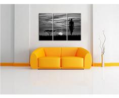 Monocrome, Roter Sonnenuntergang in Afrika 3-Teiler Leinwandbild 120x80 Bild auf Leinwand, XXL riesige Bilder fertig gerahmt mit Keilrahmen, Kunstdruck auf Wandbild mit Rahmen, gänstiger als Gemälde oder Ölbild, kein Poster oder Plakat