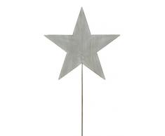 weihnachtlicher stimmungsvoller Garten-Stecker Stern am Stab Dekostern Weihnachtsstern Metall hellgrau Preis für 2 Stück