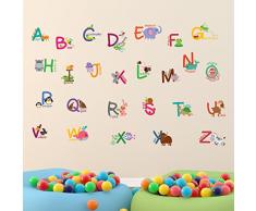Walplus Wandaufkleber Fauna Tier Alphabet Entfernbar Selbstklebend Sticker Wandbilder Kinderzimmer Restaurant Cafe Hotel Building Büro Zuhause Dekoration