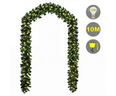Baunsal GmbH & Co.KG Weihnachtsgirlande Tannengirlande Girlande grün 10 m und Lichterkette mit LEDs