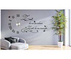 tjapalo® s-tku1 Wanduhr Wandtattoo Uhr Wohnzimmer Wandsticker Wandaufkleber Spruch - Zeit die wir uns nehmen - mit und ohne Uhrwerk (mit großem Metall Uhrwerk)