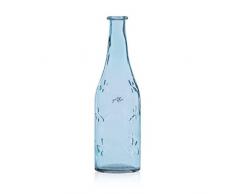 Sandra Rich Flaschenvase Flower H. 24cm D. 7,5cm hellblau Glas