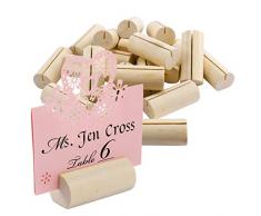 Anladia 20xHolz Kartenhalter Platzkarte Tischkartenhalter mit Rille Namesschild Fotohalter Ständer Hochzeit Deko Korken Optik