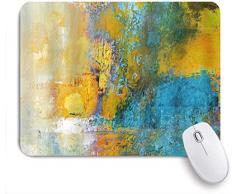 Benutzerdefiniertes Büro Mauspad,Abstrakter Original-Kunstdruck Gelb und Türkis,Anti-slip Rubber Base Gaming Mouse Pad Mat