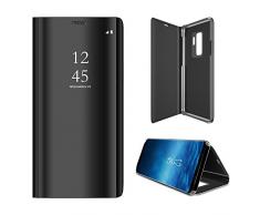 Für Samsung Galaxy S9 Plus Hülle Spiegel Slim Leder Plating Frame Transparent Schutzhülle Wallet Brieftasche Etui,Galaxy S9 Plus Hülle Transparent Spiegel,Galaxy S9 Plus Hülle Flip Hard Cover,EMAXELERS Galaxy S9 Plus Hülle