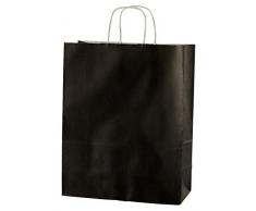 Thepaperbagstore – 20 Papiertragetaschen, Recycelbar Und Wiederverwendbar, Mit Gedrehten Griffen - Wählen Sie Ihre Größe und Farbe (Mittel: 250 x 110 x 310mm, Schwarz)
