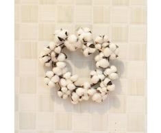 Naturkranz Kranz,Nourich Baumwollstamm Kranz mit voller Weißer Baumwolle Hochzeits Dekor Türkranz Deko-Kranz Kranz-Rohling WreathFlower Garland Blumengirlande Weidenkranz Herbstkranz (A)