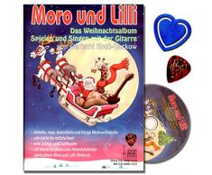 Moro und Lilli Das Weihnachtsalbum - Weihnachtslieder für Gitarre mit CD, Plek, Weihnachtskalender, bunter herzförmiger Notenklammer - viele Schlag- und Zupfmuster