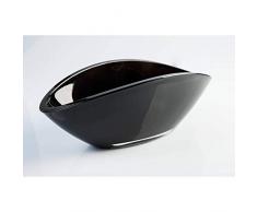 INNA-Glas Ovale Glasschale - Dekoschale KIRA, schwarz, 26x12cm - Obstschale