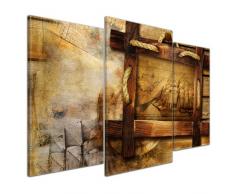 Kunstdruck - Schiff retro - Bild auf Leinwand - 100x60 cm 3 teilig - Leinwandbilder - Bilder als Leinwanddruck - Urban & Graphic - Collage - Fotocollage - Seefahrt - Schiffe