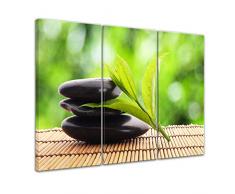 Wandbild - Zen Steine V - Bild auf Leinwand - 90 x 60 cm 3tlg - Leinwandbilder - Bilder als Leinwanddruck - Geist & Seele - Asien - Wellness