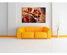 Edler Whiskey mit Zigarre 3-Teiler Leinwandbild 120x80 Bild auf Leinwand, XXL riesige Bilder fertig gerahmt mit Keilrahmen, Kunstdruck auf Wandbild mit Rahmen, gänstiger als Gemälde oder Ölbild, kein Poster oder Plakat