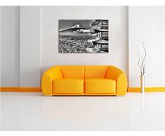 Monocrome, Tempel am Fudschijama Japan , Format: 100x70 auf Leinwand, XXL riesige Bilder fertig gerahmt mit Keilrahmen, Kunstdruck auf Wandbild mit Rahmen, günstiger als Gemälde oder Ölbild, kein Poster oder Plakat