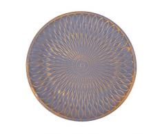 Flanacom Deko Tablett Dekoschale aus Holz - Design Holzschale Rund mit Verzierungen - Moderne Tischdekoration für die Wohnung - Tischdeko für Wohnzimmer oder Flur - Wohnaccessoires (Rund Grau)