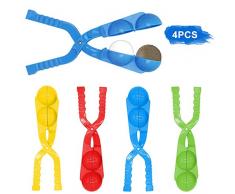 BUZIFU 4 Stücke Schneeball-Zange Bunte Schneeball-Maker Plastik Snow Schneeballzange Schneeball-Kampf-Werkzeug-Vorrichtung Schnee-Kugel-Hersteller-Form Eisball-Werfer