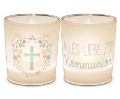 Windlicht+Teelicht 6x6cm Für Dich Kommunion Kreuz