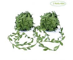 Künstliche Reben,2 Rollen 40m Seide Natur Künstliche Blatt Blätter Rebe DIY Kranz Gefälschte Blatt Hochzeit Dekoration