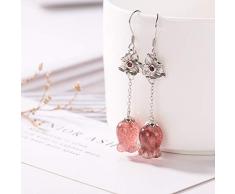 925er Silber Ohrringe Damen, Natürliche Erdbeer Kristall Glocke Orchidee Ohrclips Einfache Persönlichkeit Ohrhaken Mit Box, Muttertagsgeschenk, Chinesische Art Ohrstecker Hypoallergenen Schmuck Zub
