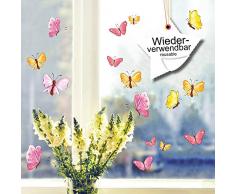 Wandtattoo-Loft Fensterbilder Frühling Schmetterlinge Pastell 20 Stück im Set Wiederverwendbare Fensteraufkleber