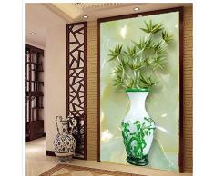 Ganjue Jade Der Wandgemälde 3D, Die Bambusvase Schnitzt Eingangs-Wandgemälde Wandgemälde 3D Gemälde Hauptdekoration-200X140Cm