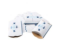 50 Stück kleine Geschenkboxen Geschenkschachtel 14,5 x 10,5 + 3 cm Blau weiß türkis mit 3 Fische maritime mini Verpackung Tischdeko Tischschmuck Geschenk Kinder-Geburtstag Kommunion Hochzeit