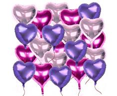 21 Stk 18 Zoll 3 Farben Herzballons (inkl. 2 set Lametta / Rot + Silbrig / ca. 1m pro stk) Folienballons Luftballons Herzform Heliumballons Herzluftballons Geburtstag Valentinstag Hochzeit Verlobung