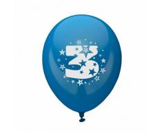 PAPSTAR 6 Zahlenluftballons Ø 25 cm farbig Sortiert 3, Sie erhalten 12 Packungen á 6 Stück (insgesamt 72 Stück)