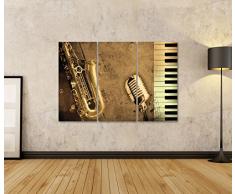 islandburner Bild Bilder auf Leinwand Sepia Saxophon Klavier Musik Poster, Leinwandbild, Wandbilder