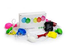 Trendario LED Luftballon Lichterkette, 12 LED Ballon Girlande, Partydeko, batteriebetrieben für innen und außen, bunt