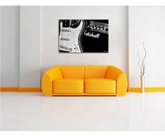 Monocrome, E-Gitarre mit Verstärker, Format: 100x70 auf Leinwand, XXL riesige Bilder fertig gerahmt mit Keilrahmen, Kunstdruck auf Wandbild mit Rahmen, günstiger als Gemälde oder Ölbild, kein Poster oder Plakat