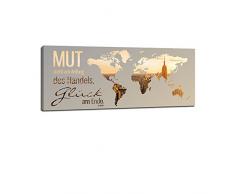 Dalinda® XXL-Wandbild Leinwandbild mit Spruch Mut und Glück... 100x40cm Keilrahmenbild Kunstdruck Wandbild Panorama Leinwandbild LS097