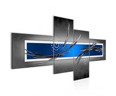 Bilder Abstrakt Wandbild 200 x 100 cm Vlies - Leinwand Bild XXL Format Wandbilder Wohnzimmer Wohnung Deko Kunstdrucke Blau Grau 4 Teilig - MADE IN GERMANY - Fertig zum Aufhängen 102641c